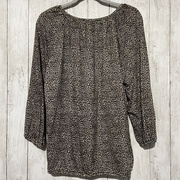 Michael Kors Persian Leopard Print Knit Jersey Peasant Top Women's Size L - Picture 6 of 7